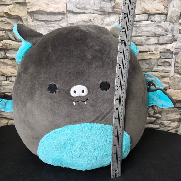 Squishmallows Aldous Fruit Bat Plush Black Teal Original Jazwares - Picture 13 of 14